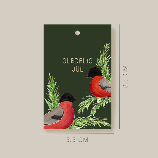 Gledelig jul - Dompap- Gavelapp - Til og fra lapper - Gavemerkelapper - Merkelapper til jul