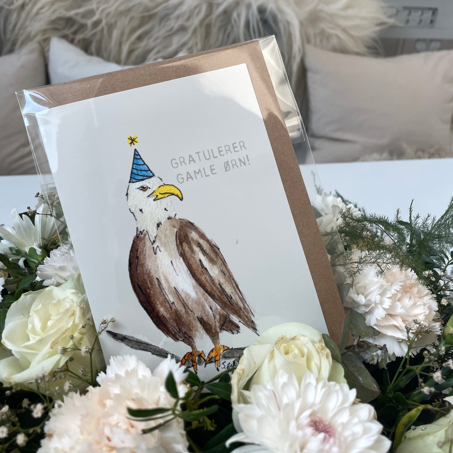 Bursdagskort med tekst - Gamle ørn – akvarell | Party Animals