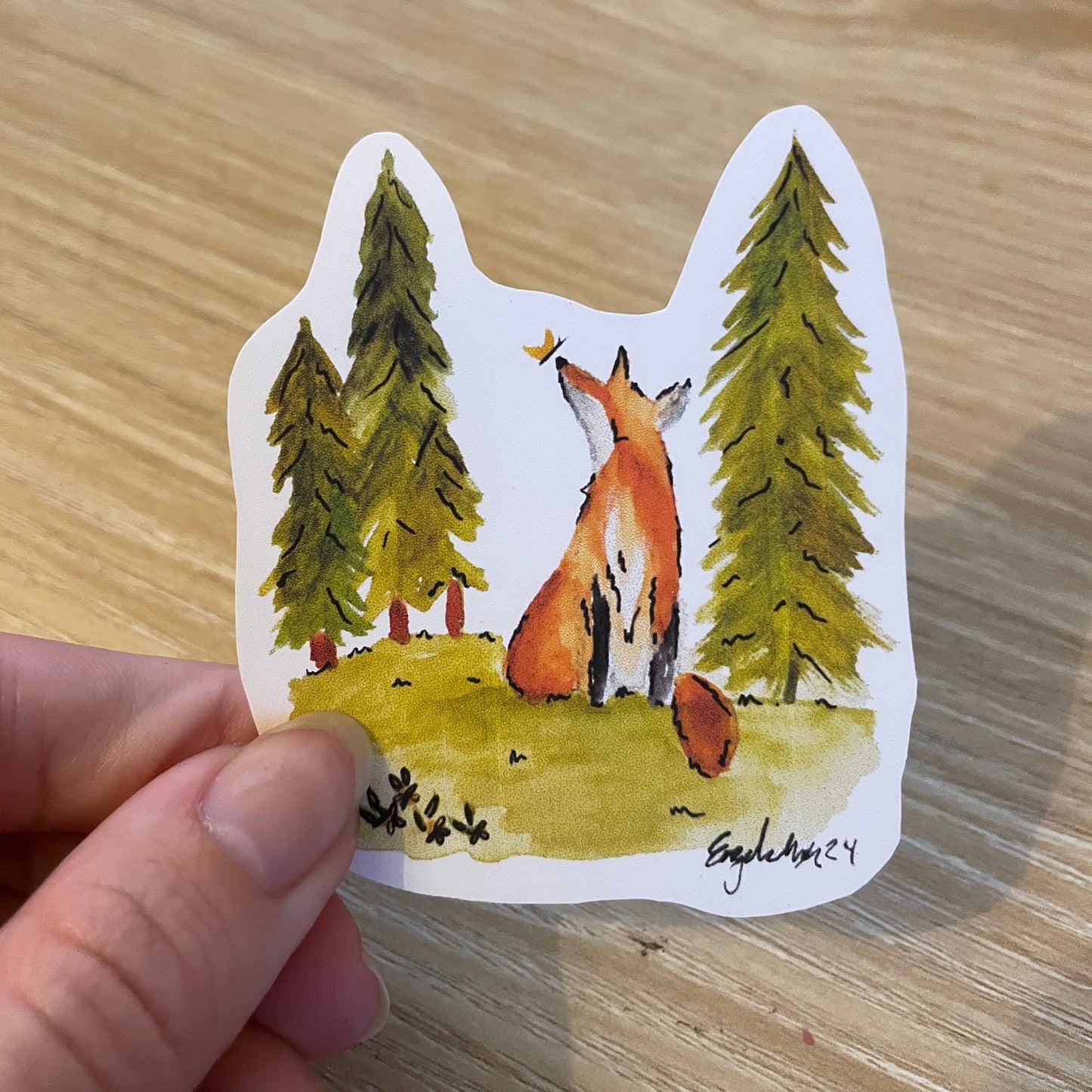 Vårtegn - rev - klistremerke med original kunst
