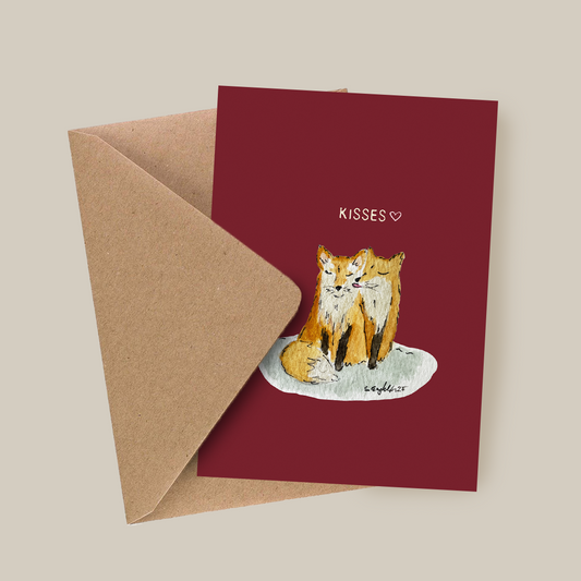 Kisses - Valentinsdags kort - Rødrev - Gaveide