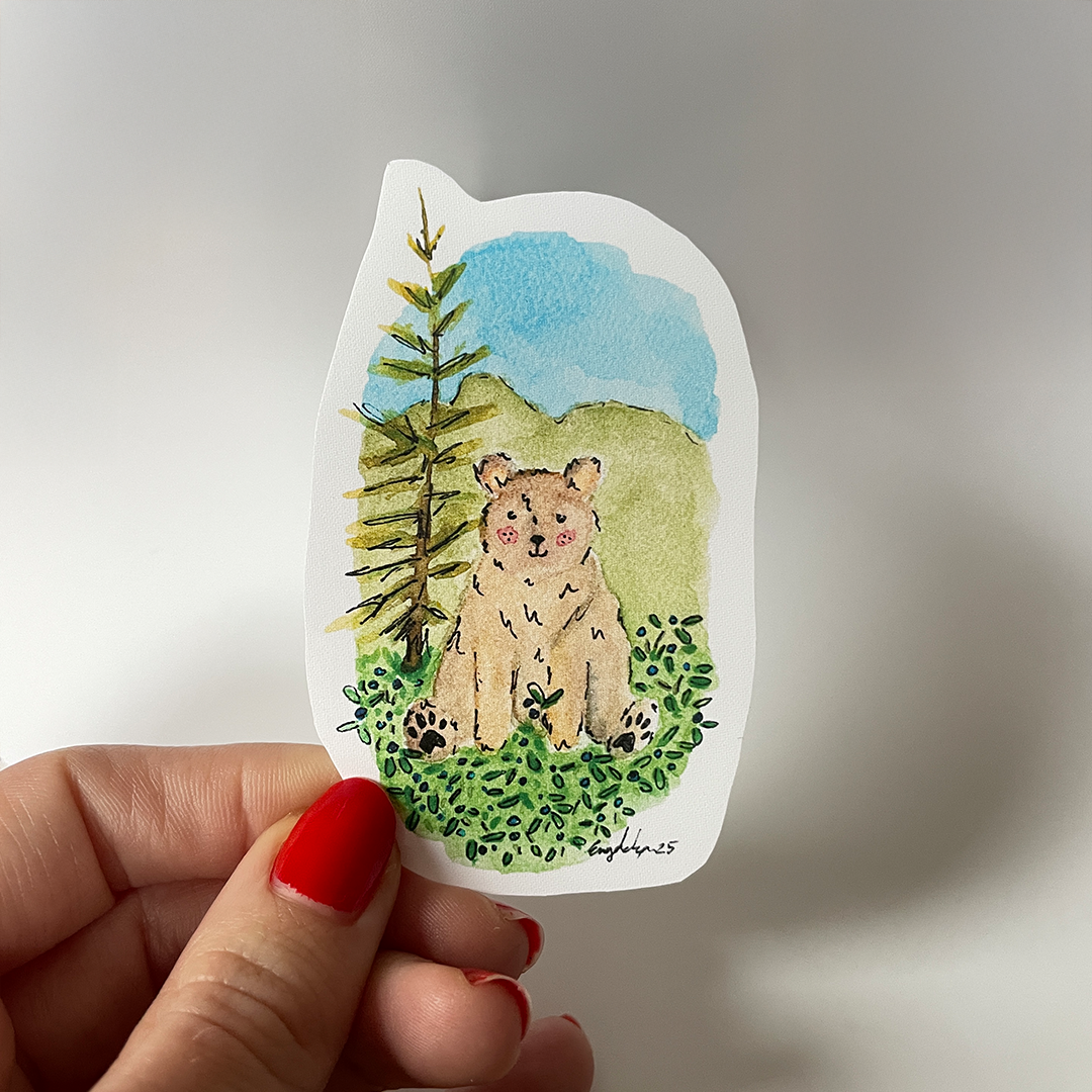 Blåbær drøm - Håndlaget klistremerke med original kunst