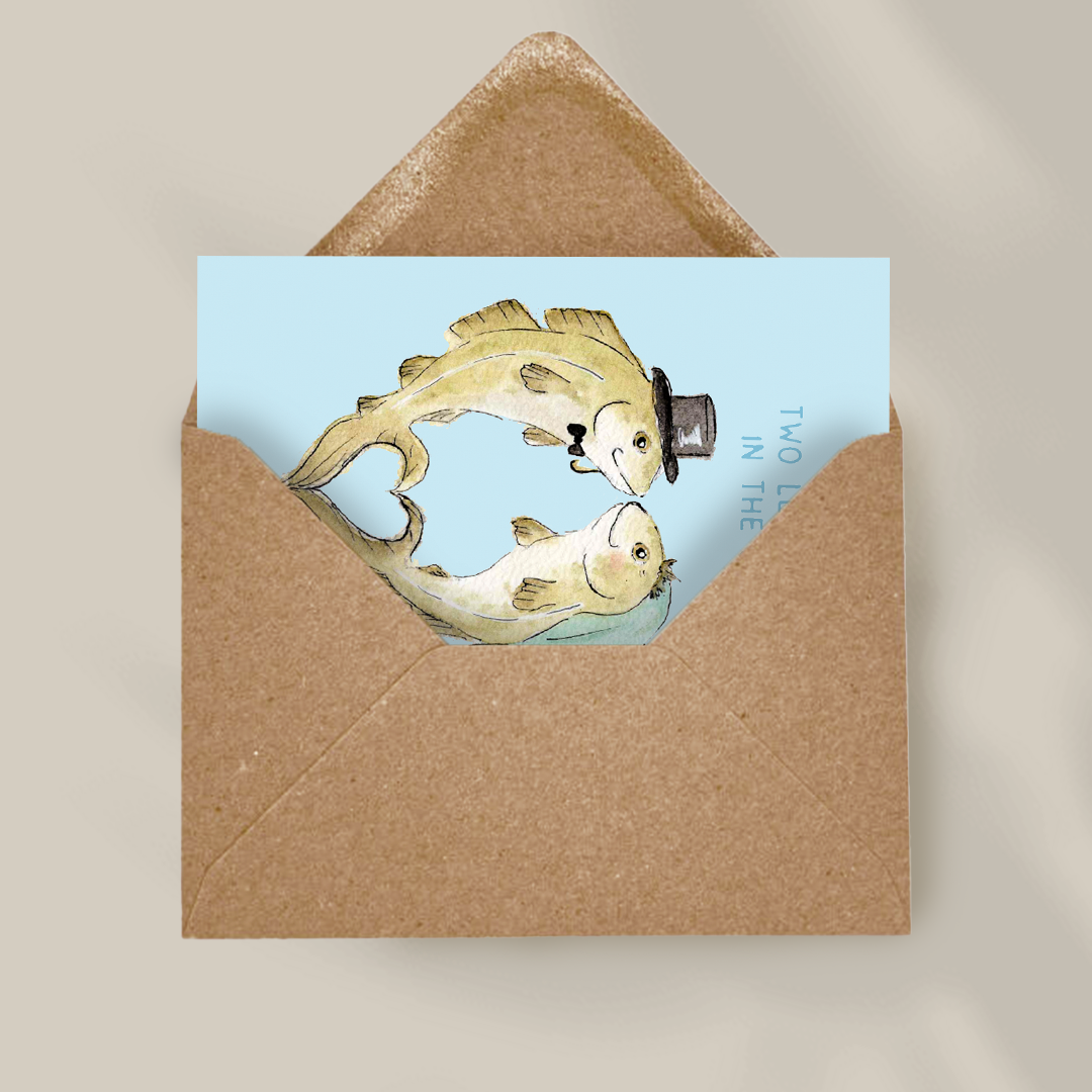 Moose with balloons - Handmade birthday card with original art