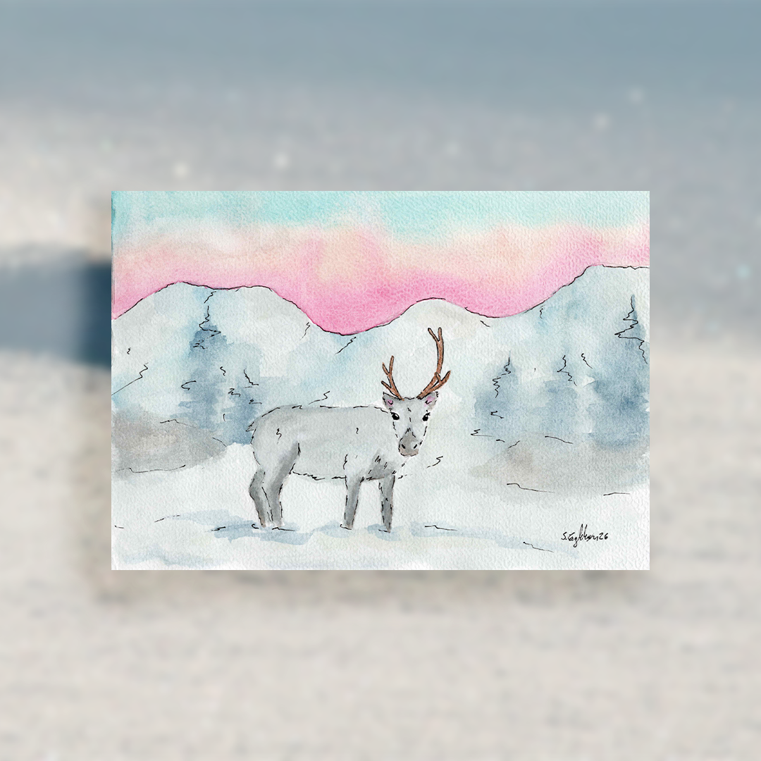 Reinsdyr - A5 trykk - Kunsttrykk