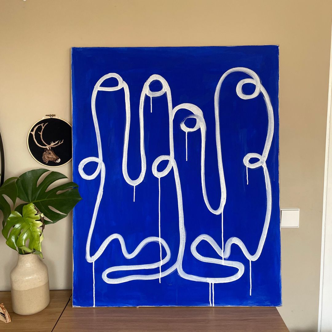 Det blå maleriet - Akryl på linlerret - 80 x 100
