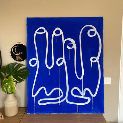 Det blå maleriet - Akryl på linlerret - 80 x 100