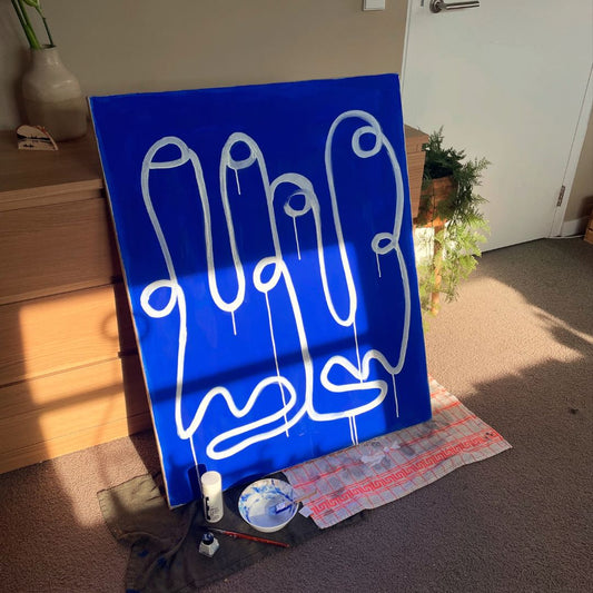 Det blå maleriet - Akryl på linlerret - 80 x 100