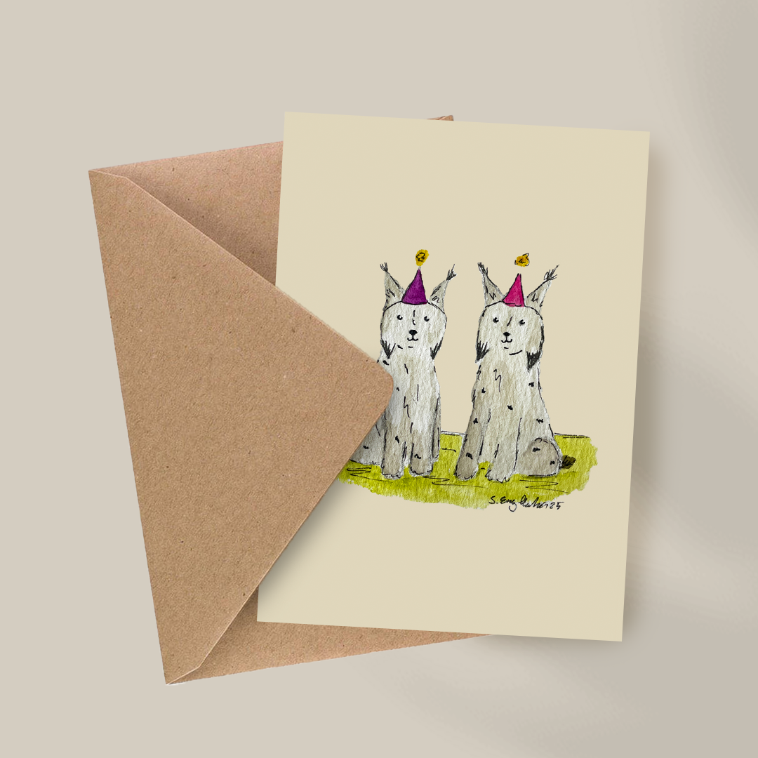 Gauper - Håndlaget bursdagskort med original kunst