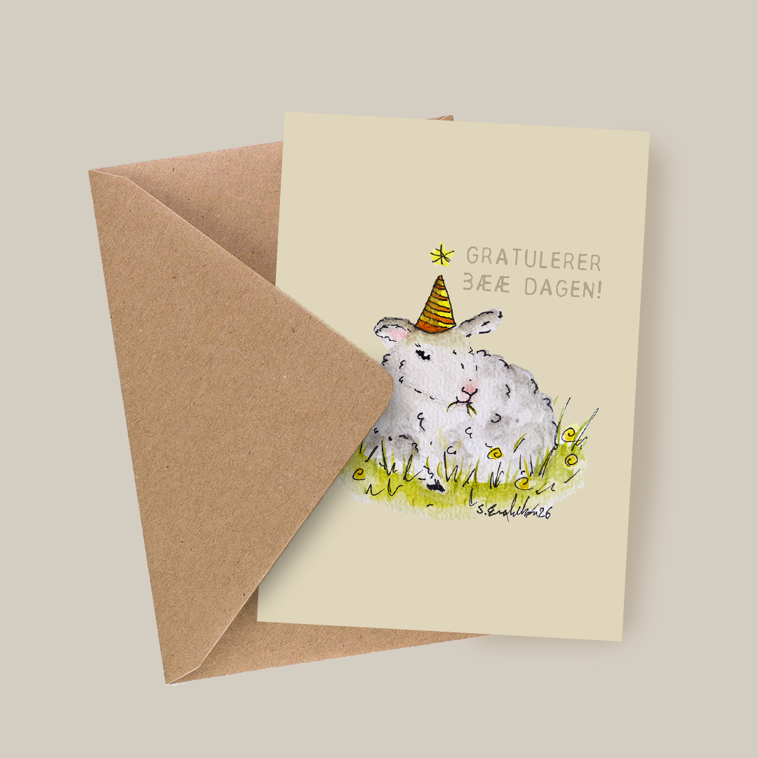 Moose with balloons - Handmade birthday card with original art