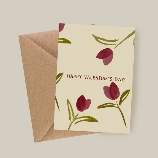 Happy Valentine´s Day - Blomsterkort - Valentinsdags kort - Gaveide