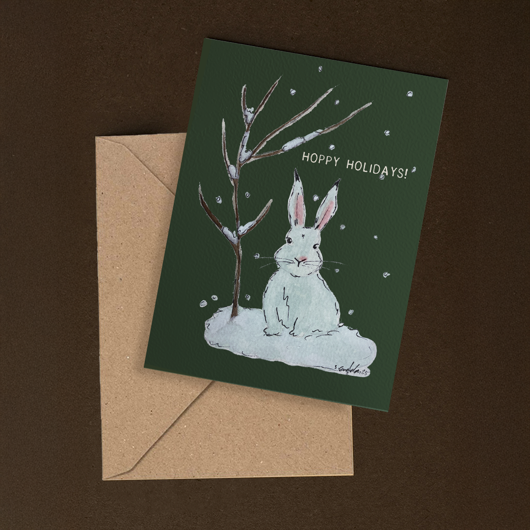 Hoppy Holidays – Håndlaget julekort med original kunst | Sofie Engelschiøn