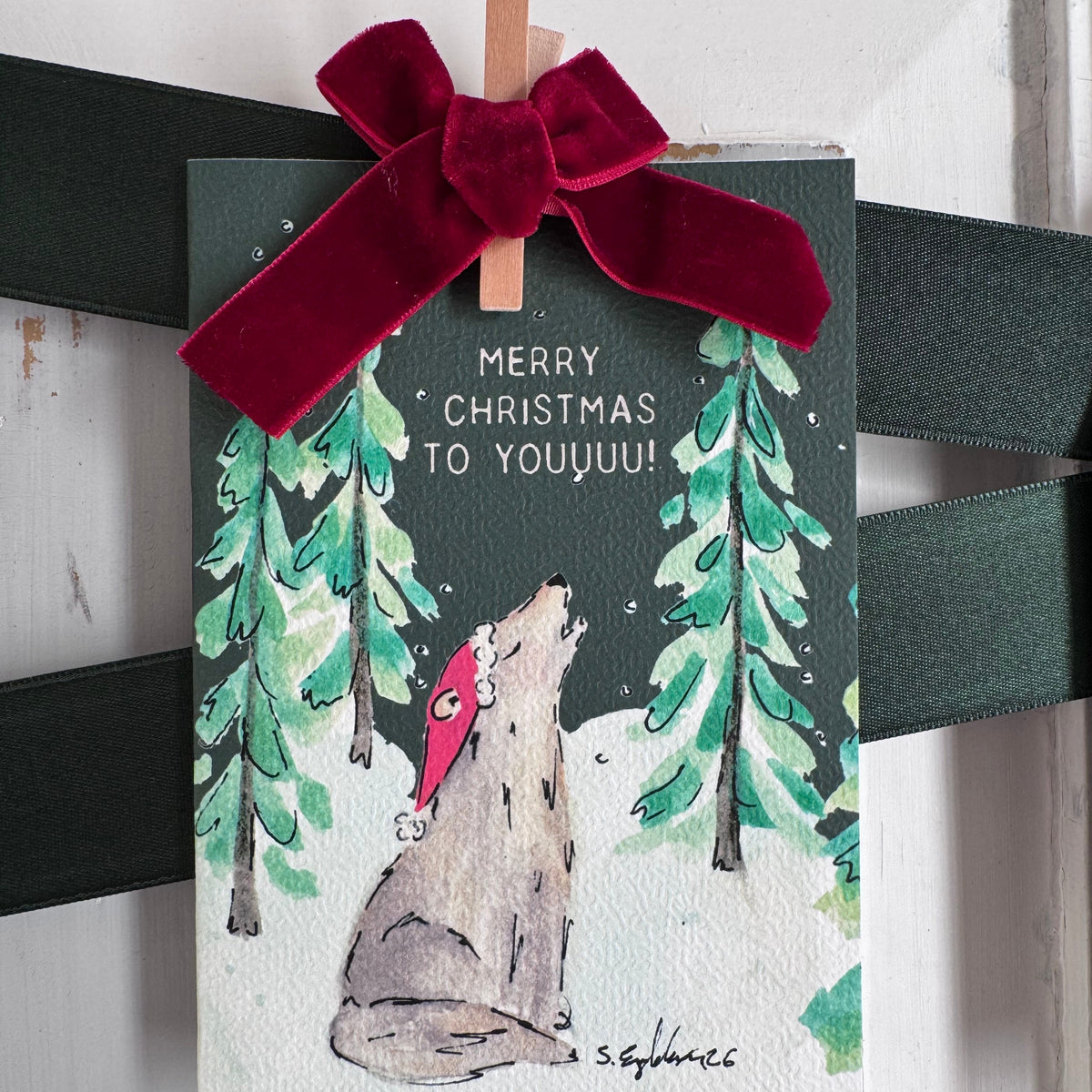Merry Christmoose – handmade Christmas card with original art