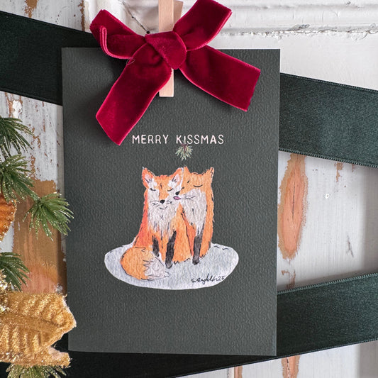 Merry Christmoose – handgemaakte kerstkaart met origineel kunstwerk