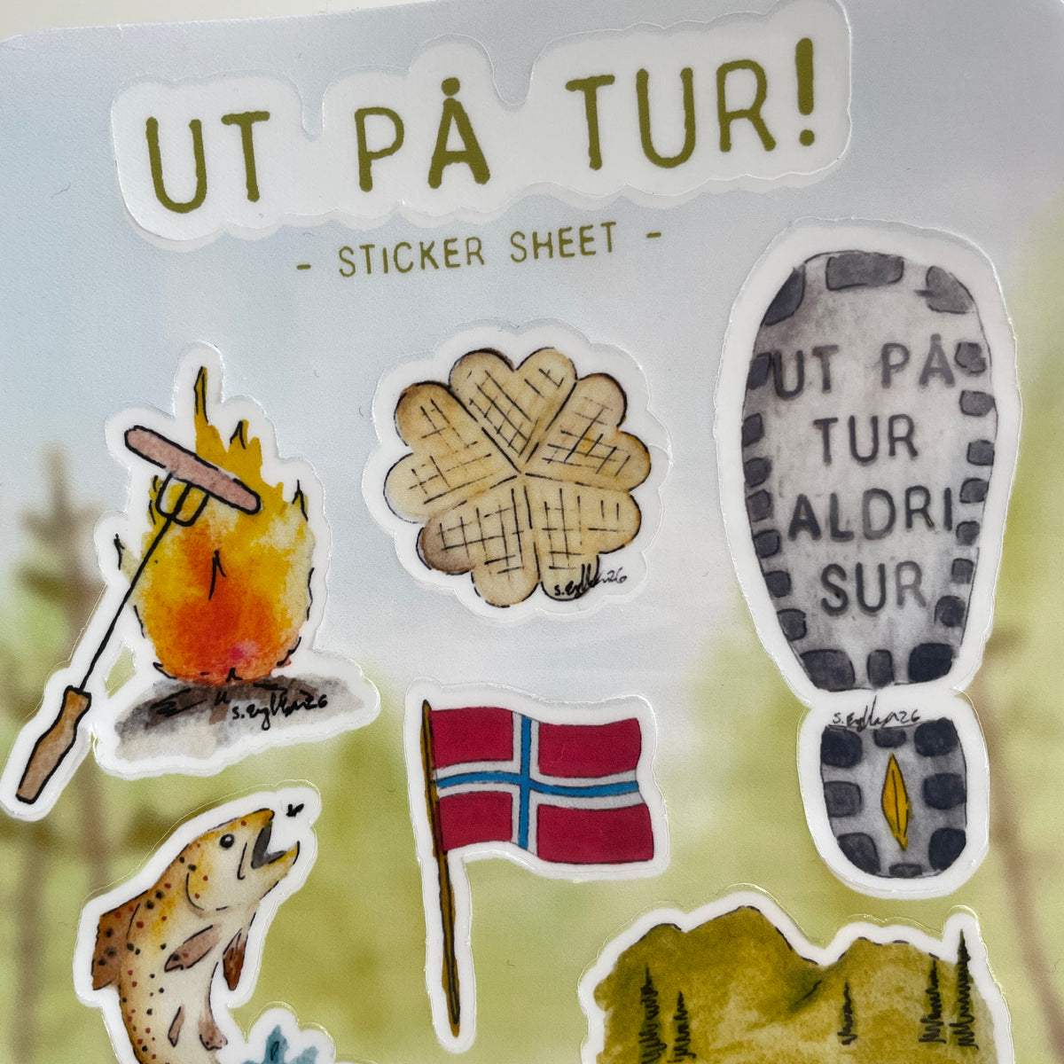 Ut på tur - Stickersheet - Norske klistremerker - Typisk norsk
