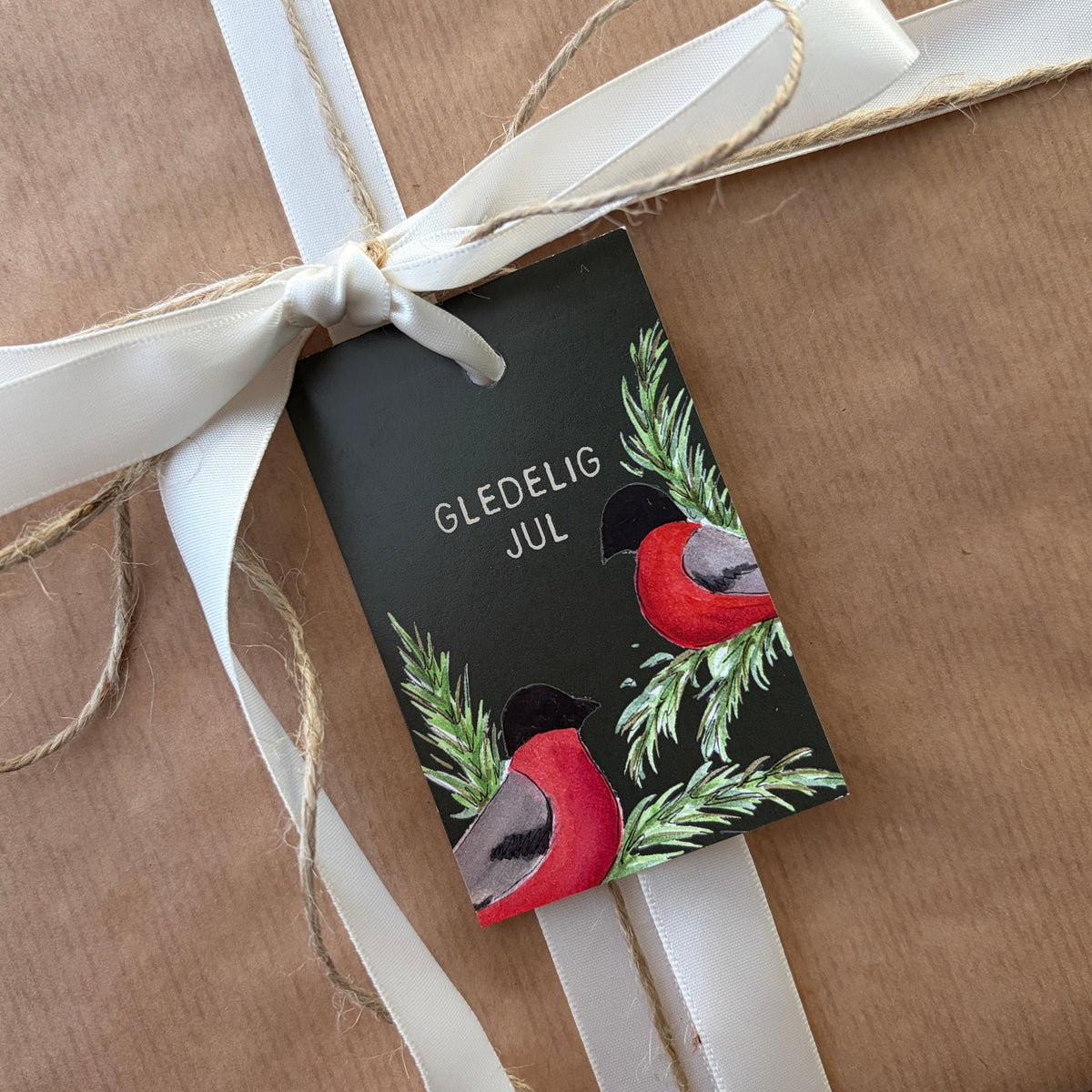Gledelig jul - Dompap- Gavelapp - Til og fra lapper - Gavemerkelapper - Merkelapper til jul