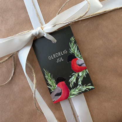 Gledelig jul - Dompap- Gavelapp - Til og fra lapper - Gavemerkelapper - Merkelapper til jul