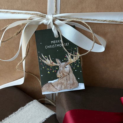 Merry christmoose - Elg - Gavelapp - Til og fra lapper - Gavemerkelapper - Merkelapper til jul
