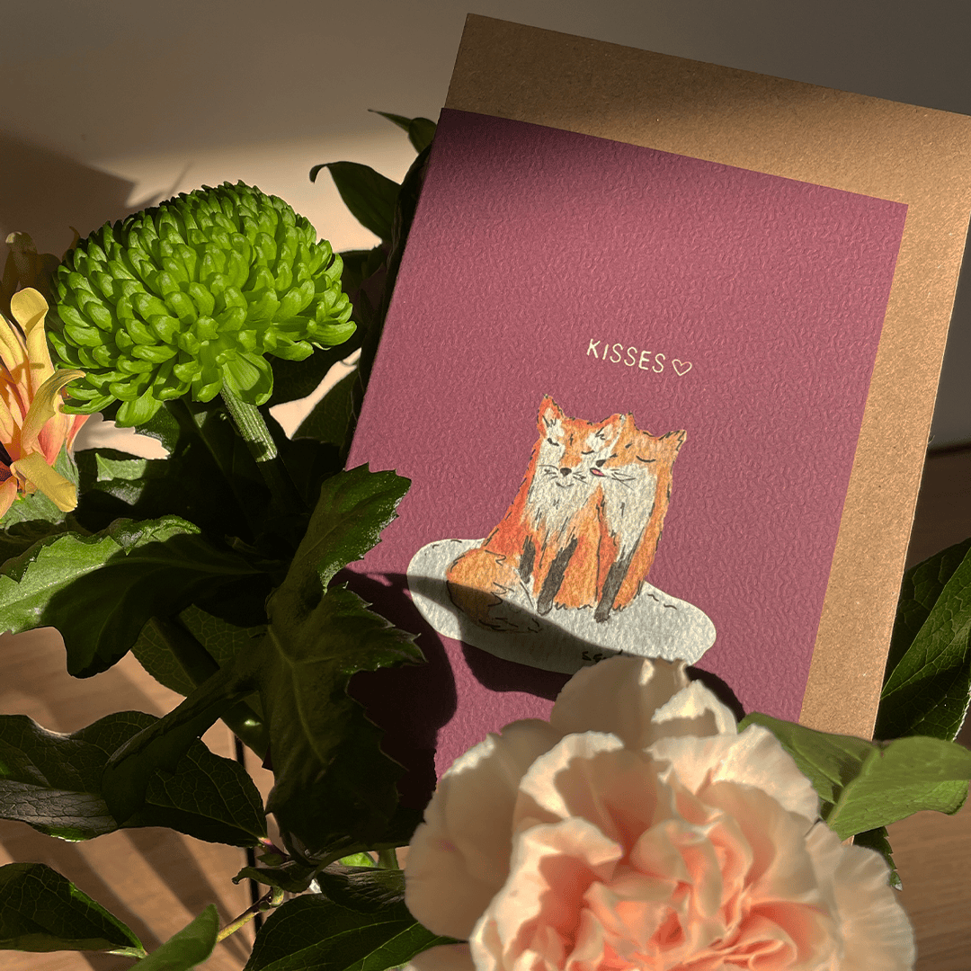 Kisses - Valentinsdags kort - Rødrev - Gaveide