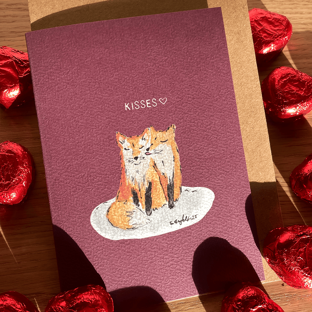 Kisses - Valentinsdags kort - Rødrev - Gaveide