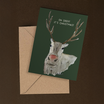 Oh deer! - håndlaget julekort med original kunst