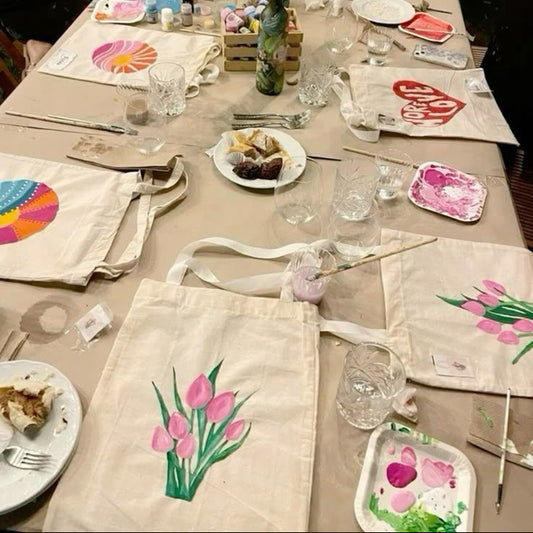 Canvas totebags med maling 