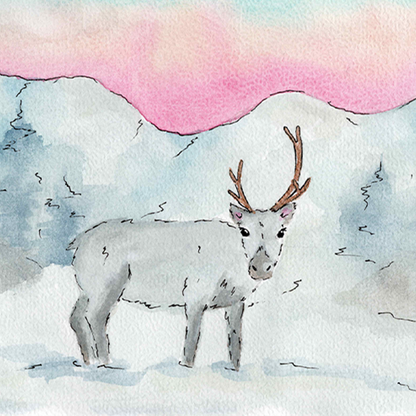 Reinsdyr - A5 trykk - Kunsttrykk