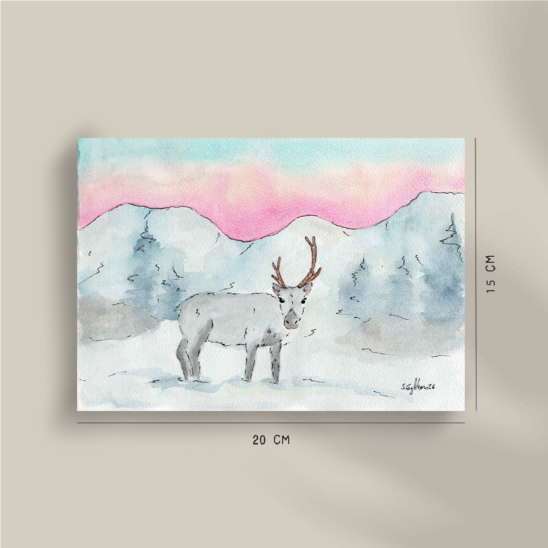 Reinsdyr - A5 trykk - Kunsttrykk