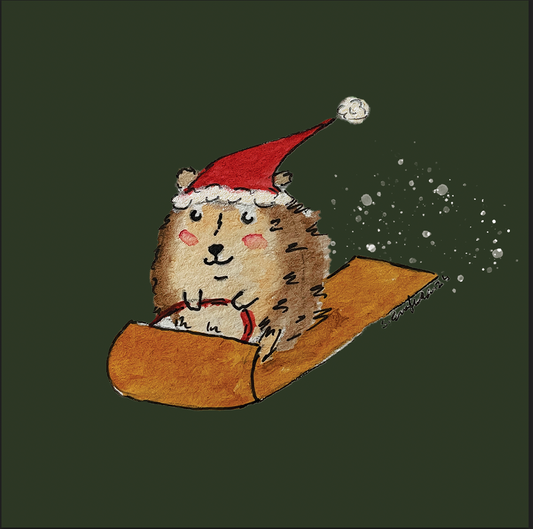 Sleigh all day  – håndlaget julekort med original kunst