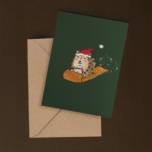 Sleigh all day  – håndlaget julekort med original kunst