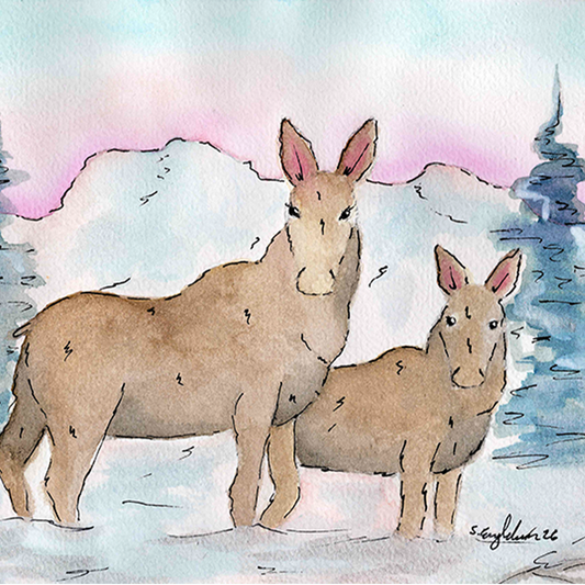 Vinterlys - A5 trykk - Kunstverk av elg