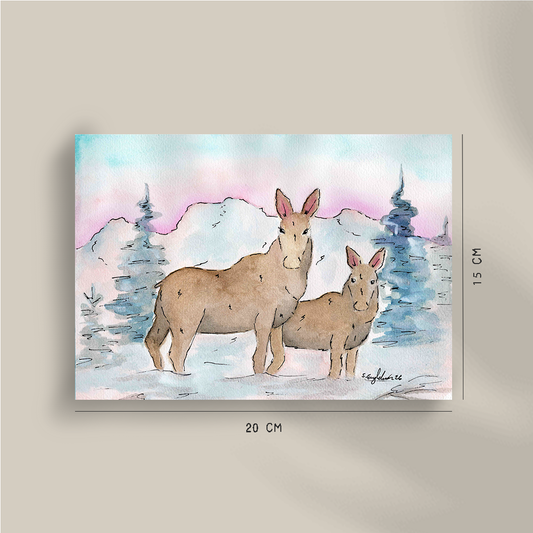 Vinterlys - A5 trykk - Kunstverk av elg