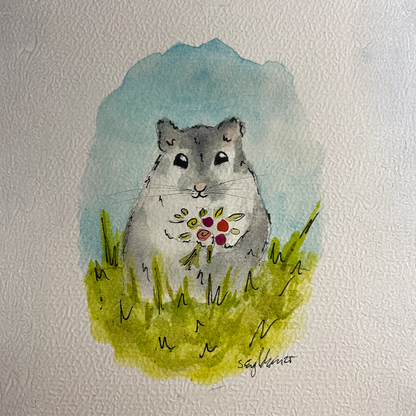 Billy – Minneportrett av kjæledyr - Akvarellmaling