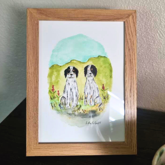 Birk og Smirre – Personlig julegave - Dyreportrett med Akvarellmaling