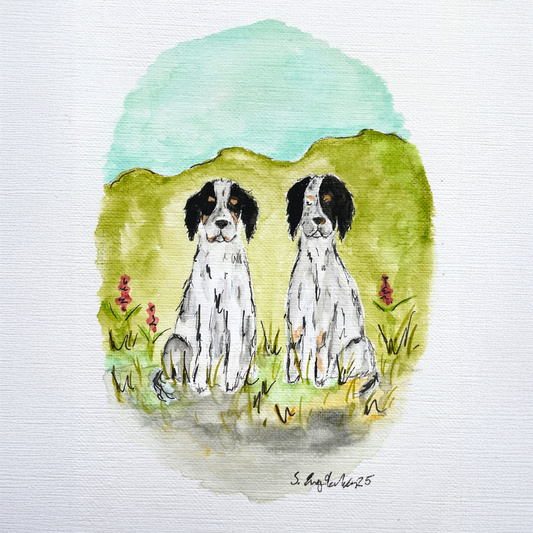 Birk og Smirre – Personlig julegave - Dyreportrett med Akvarellmaling