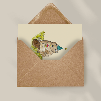 Bursdagskort av dyr med konvolutt