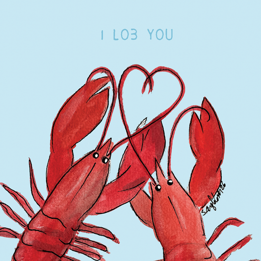 Kjærlighetskort - I lob you - hummer – akvarell | Party Animals
