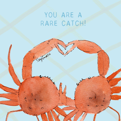 Kjærlighetskort - You are a rare catch! - snøkrabbe – akvarell | Party Animals