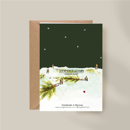 Have a gnawsome christmas –  Doble julekort - Hjemmelaget julekort - Bever - malt kort - Håndlaget kort
