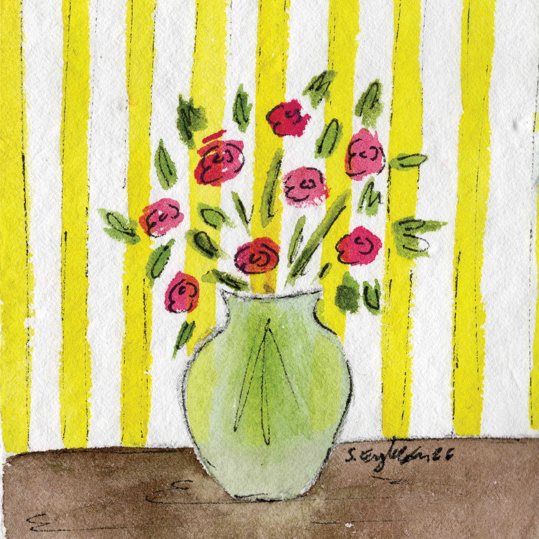Blomsterkort - gul blomsterbukett - akvarell