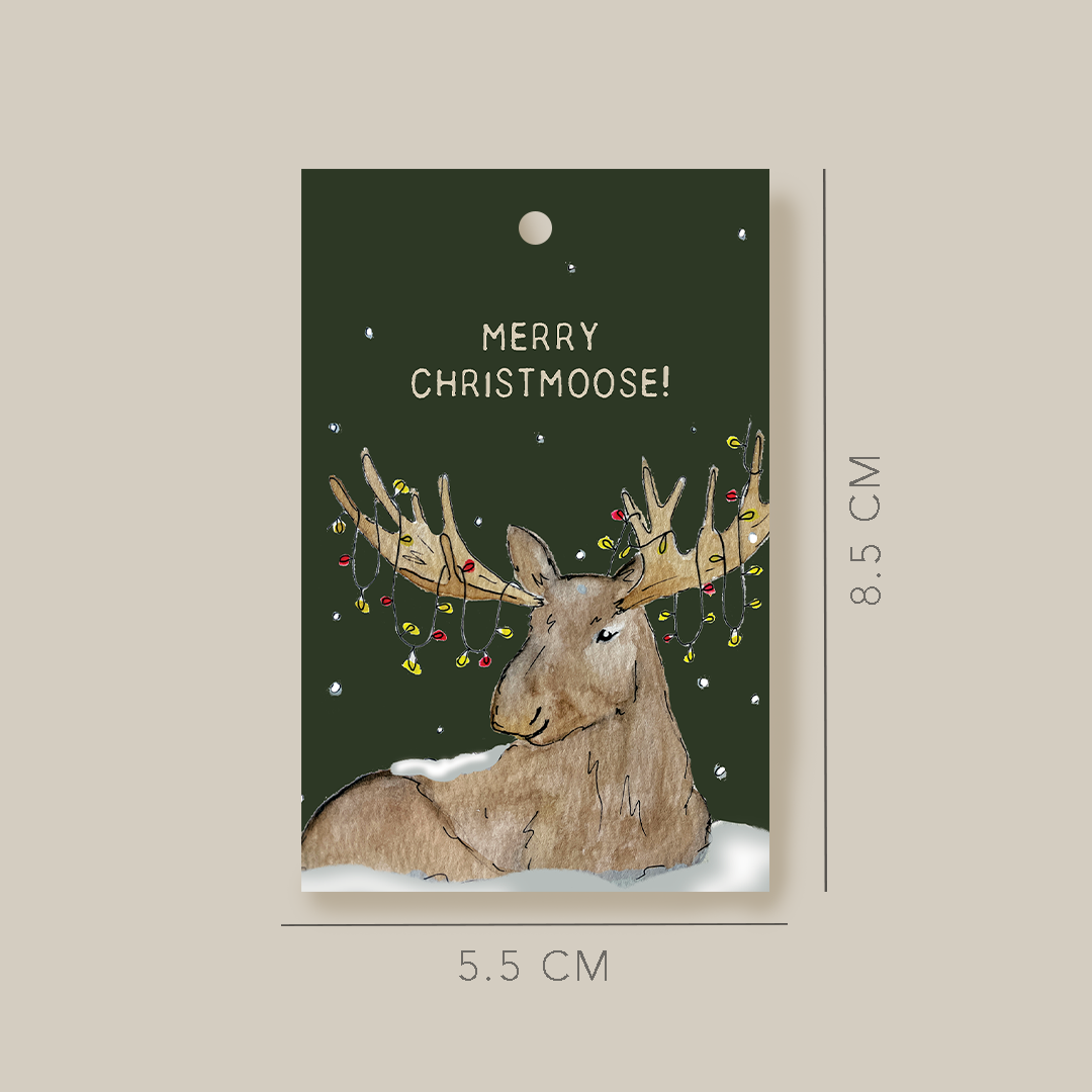Merry christmoose - Elg - Gavelapp - Til og fra lapper - Gavemerkelapper - Merkelapper til jul