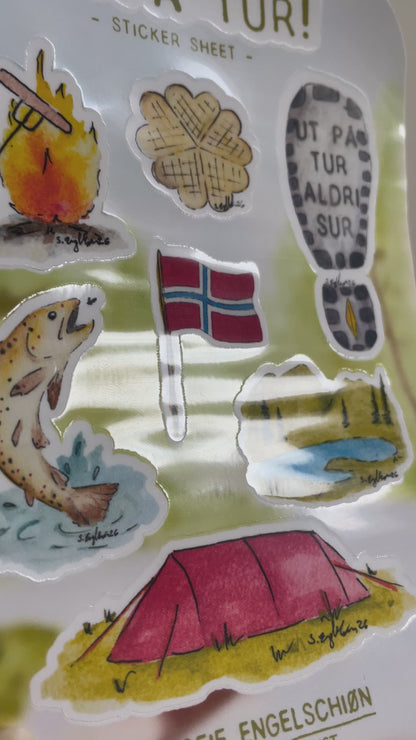 Ut på tur - Stickersheet - Norske klistremerker - Typisk norsk