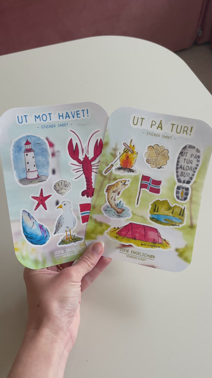 Ut på tur - Stickersheet - Norske klistremerker - Typisk norsk