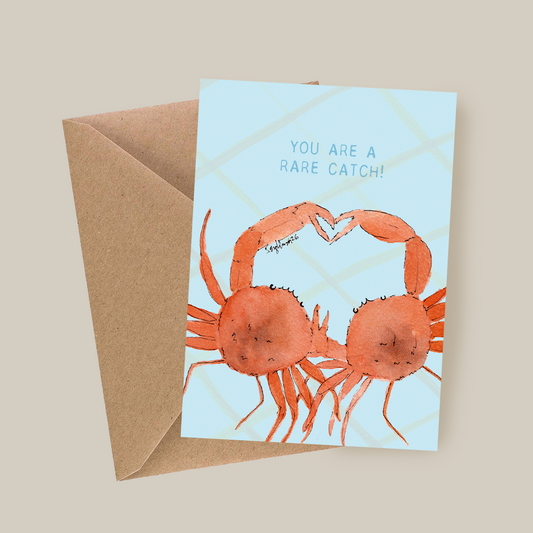 Kjærlighetskort - You are a rare catch! - snøkrabbe – akvarell | Party Animals