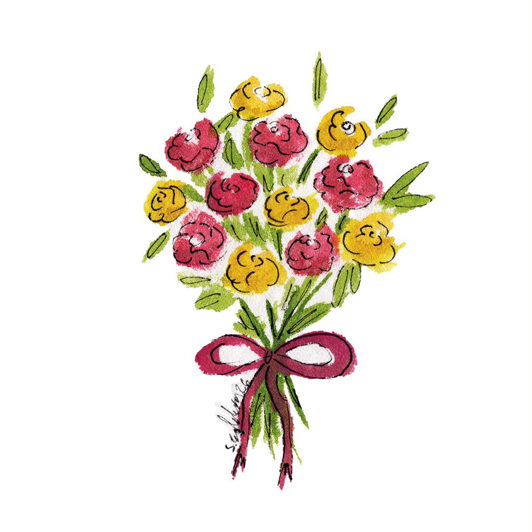 Blomsterkort - sommerens blomsterbukett - akvarell